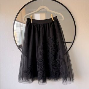 Maeve by Anthropologie Fleurs Du Nuit Tulle Skirt, Black, Women’s S